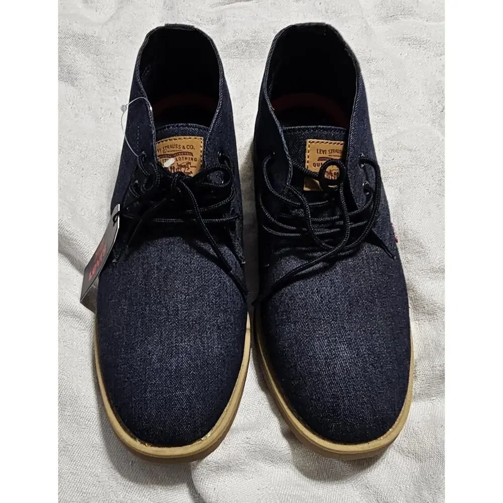 Levi's Men's Denim Chukka Boots Blue Dark Wash Desert Shoes Tan Sole Size 9 NWT